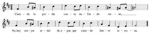 Melodía popular utilizada por Victorina Falcó